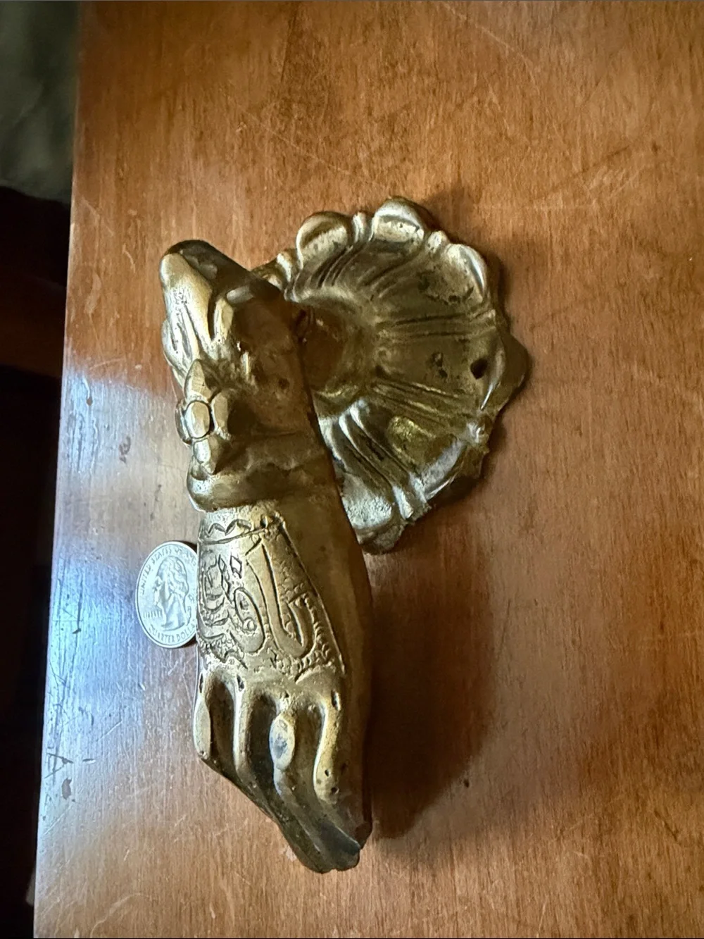 Vintage Hand Of Fatima Door Knocker - Brass
